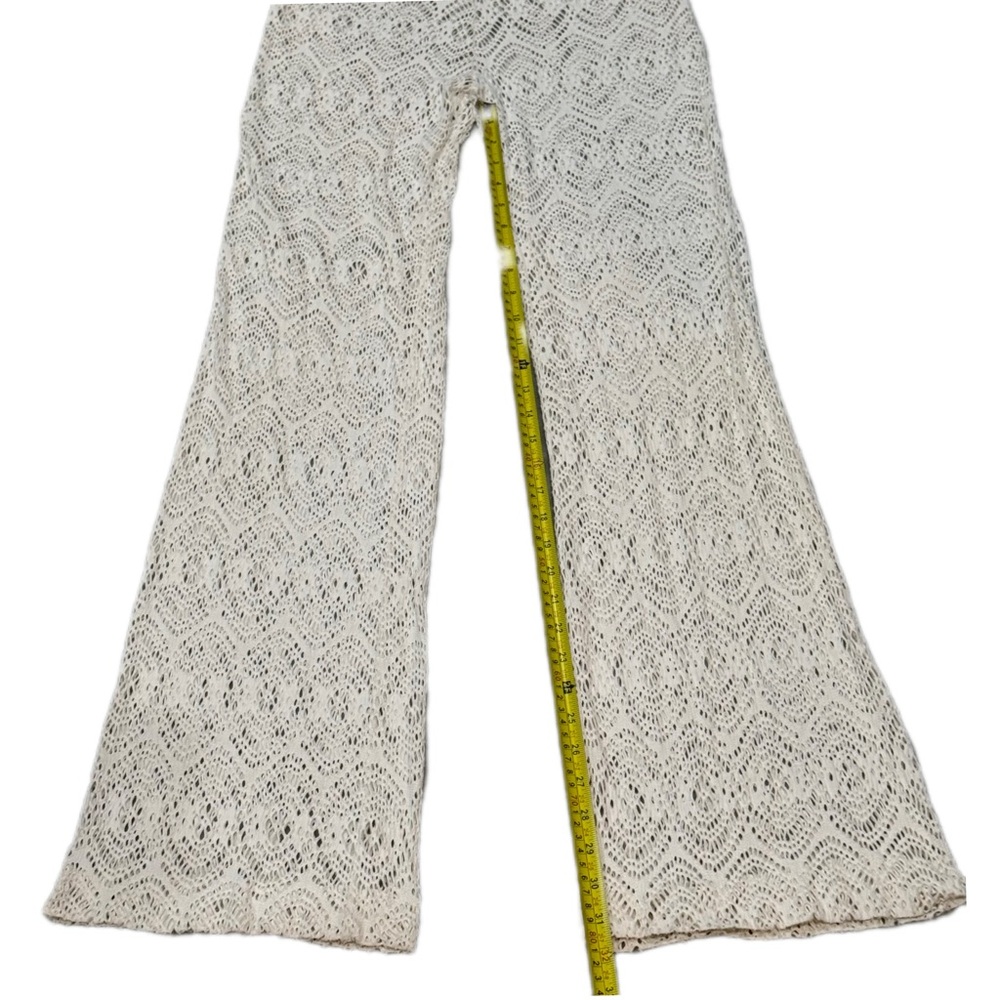Cream Crochet Flare Pants Coverups Size Medium - Picture 8 of 12